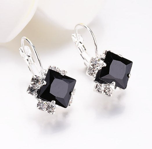 Square Zircon Crystal Stud Earrings - Wholesale Fashion