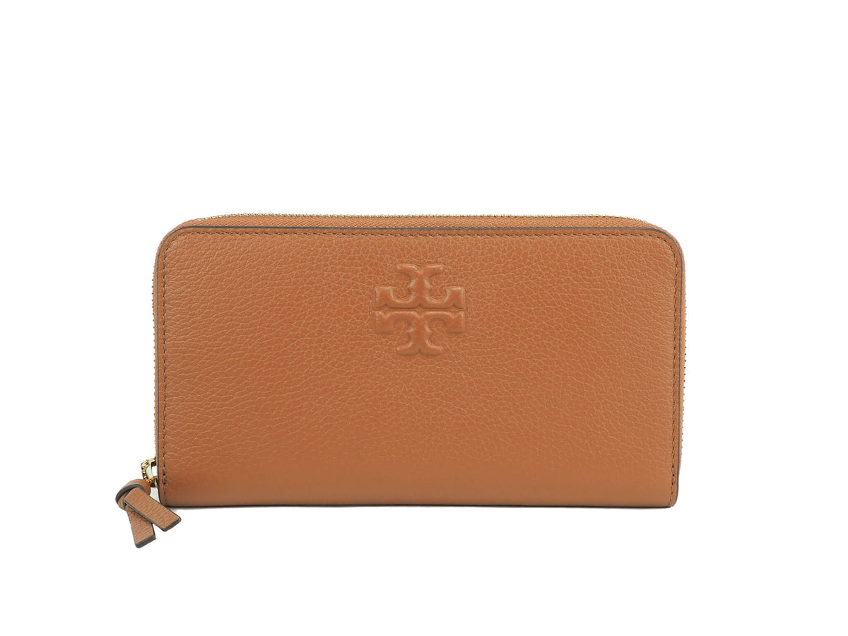 Tory Burch (86004) Thea Classic Tan Leather Zip Around Continental Clutch Wallet