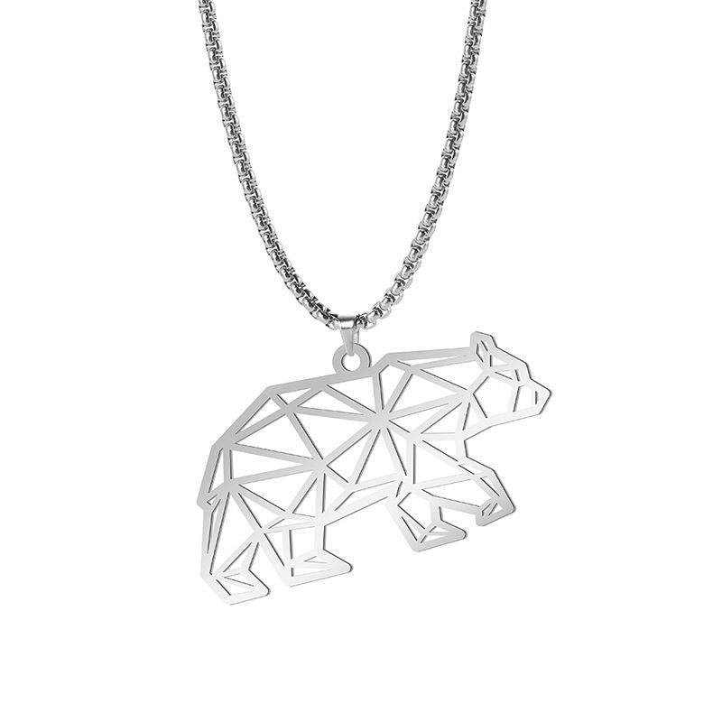 Minimalist Polar Bear Necklace with Hollow Pendant