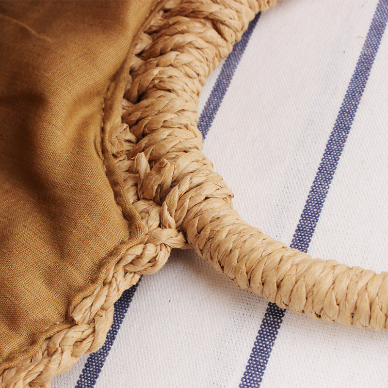 Large Handwoven Casual Straw Bag for Summer Beach