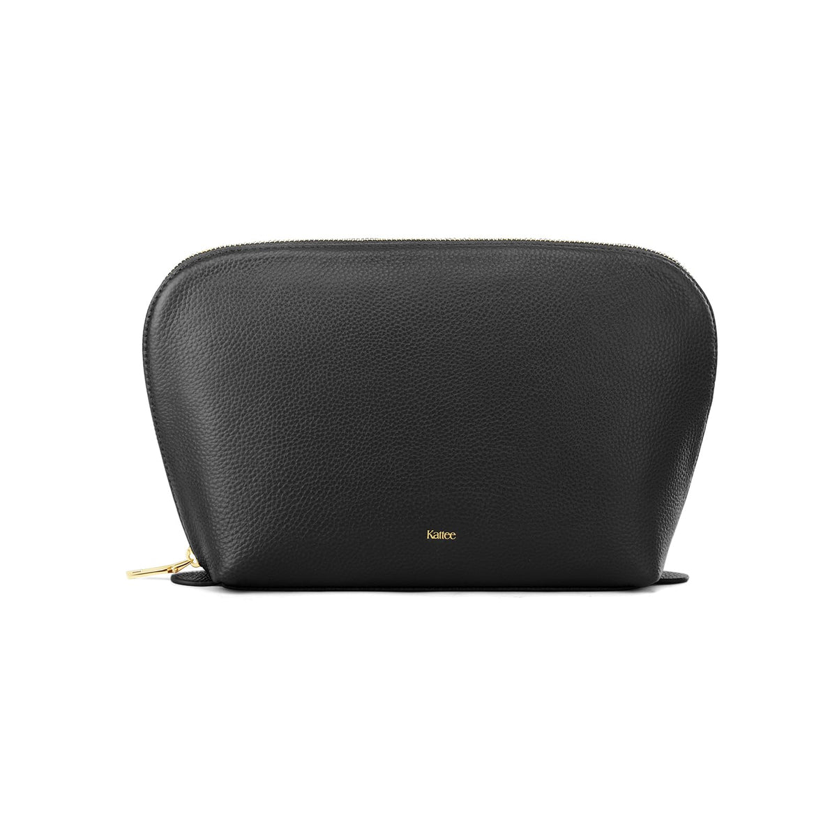 Kattee Leather Makeup Bag Travel Cosmetic Bag Set Toiletry bag Organizer for Women 1-PACK Large Black