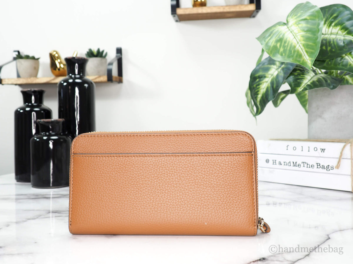 Tory Burch (86004) Thea Classic Tan Leather Zip Around Continental Clutch Wallet