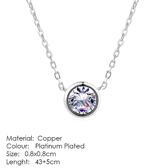 Minimalist Round Pendant Necklace with Zirconia Accent