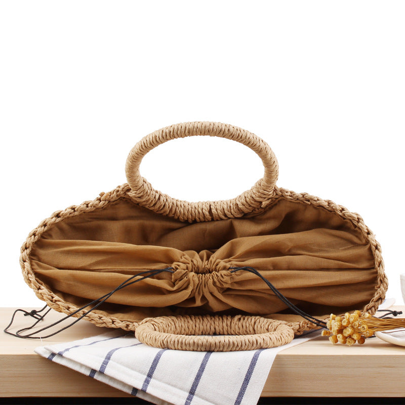 Large Handwoven Casual Straw Bag for Summer Beach