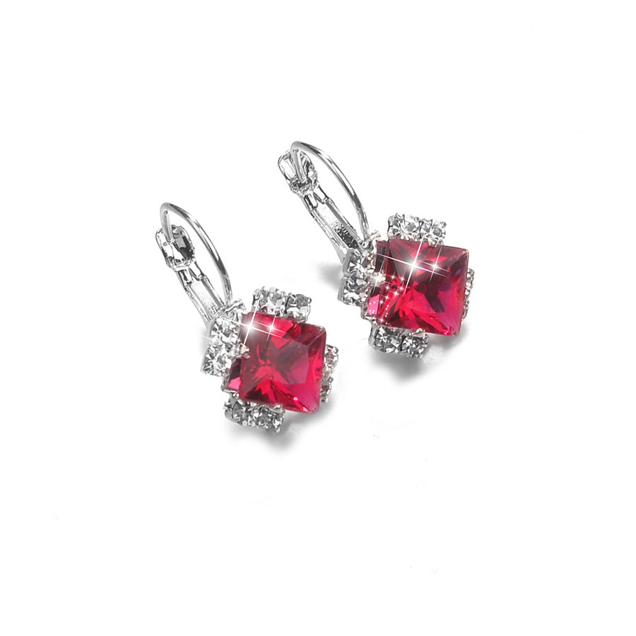 Square Zircon Crystal Stud Earrings - Wholesale Fashion