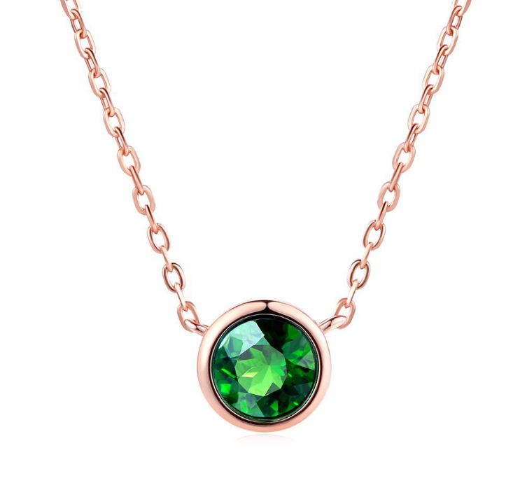 Minimalist Round Pendant Necklace with Zirconia Accent