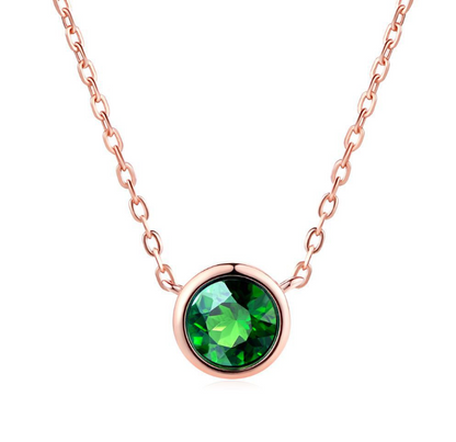Minimalist Round Pendant Necklace with Zirconia Accent