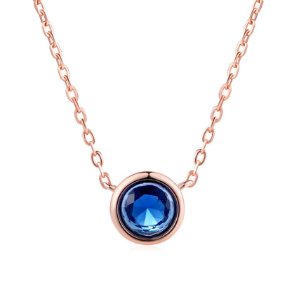 Minimalist Round Pendant Necklace with Zirconia Accent