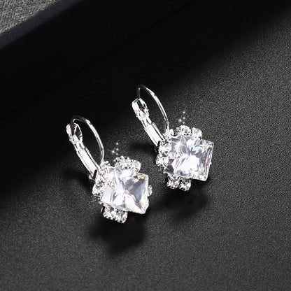 Square Zircon Crystal Stud Earrings - Wholesale Fashion