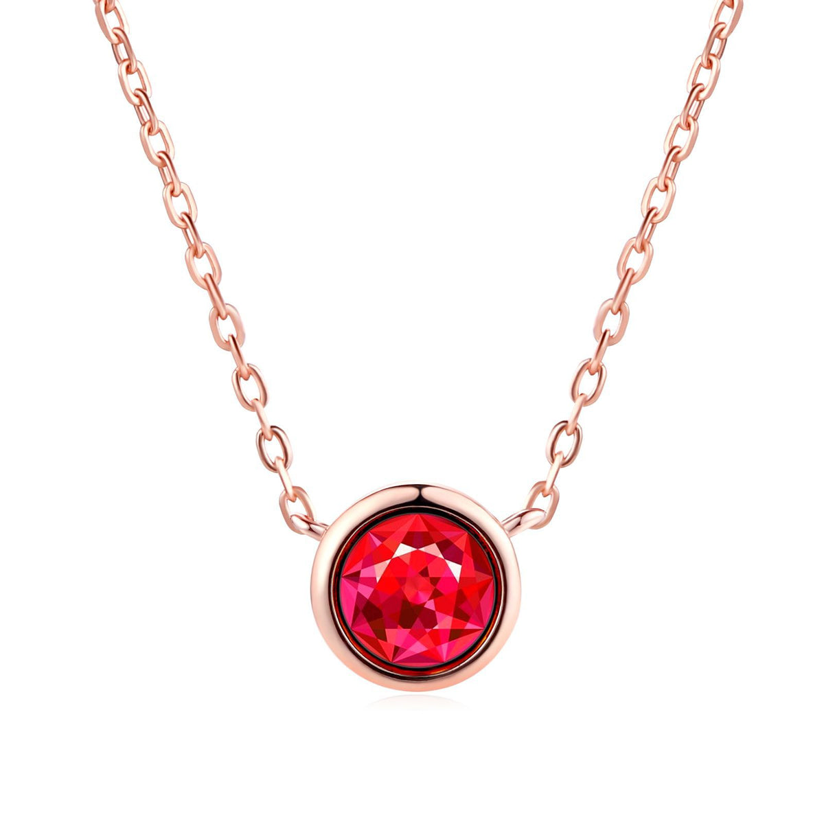Minimalist Round Pendant Necklace with Zirconia Accent