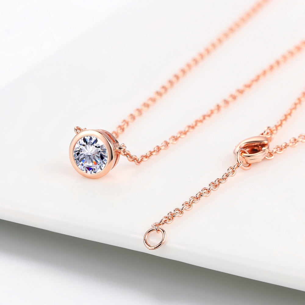 Minimalist Round Pendant Necklace with Zirconia Accent