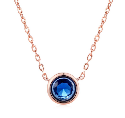 Minimalist Round Pendant Necklace with Zirconia Accent
