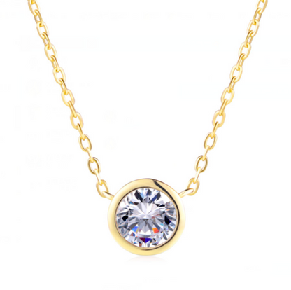 Minimalist Round Pendant Necklace with Zirconia Accent