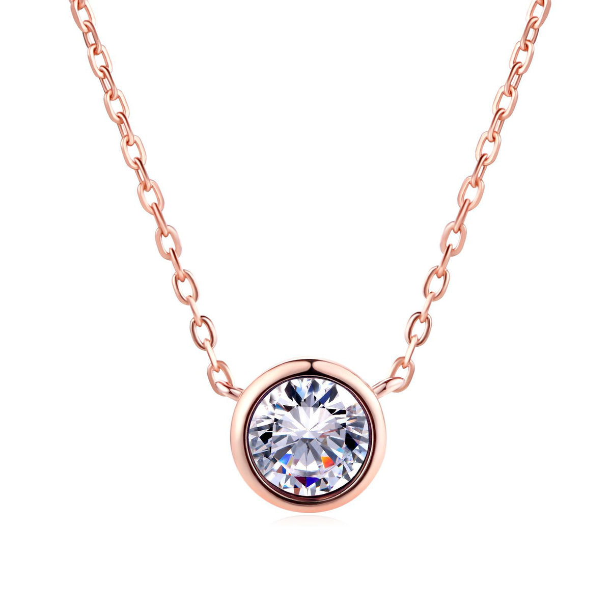 Minimalist Round Pendant Necklace with Zirconia Accent