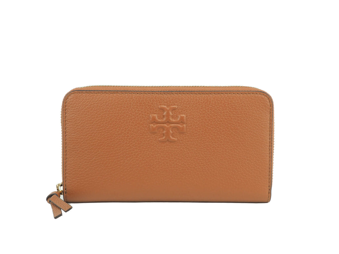Tory Burch (86004) Thea Classic Tan Leather Zip Around Continental Clutch Wallet