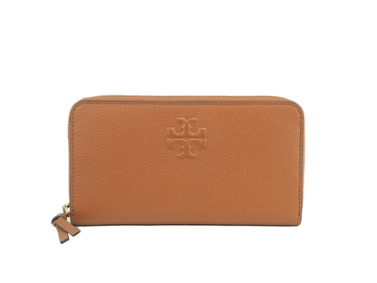 Tory Burch (86004) Thea Classic Tan Leather Zip Around Continental Clutch Wallet