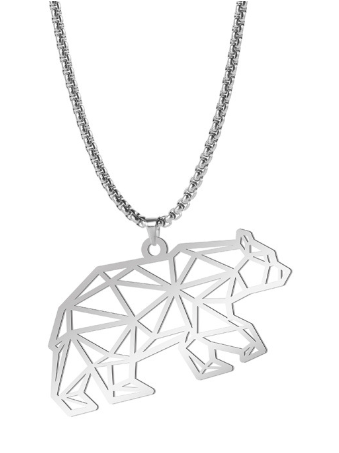 Minimalist Polar Bear Necklace with Hollow Pendant