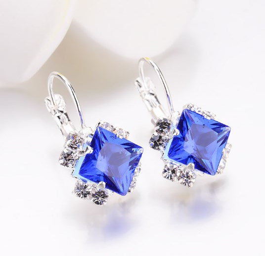 Square Zircon Crystal Stud Earrings - Wholesale Fashion