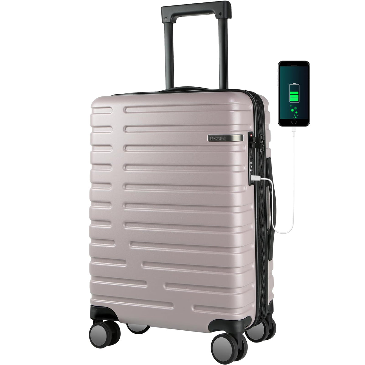 EMPSIGN Carry On Luggage with Spinner Wheels Hard Shell Carry-On Suitcase 21x14x9 Airline Approved &amp; Built-in TSA Lock Durable Travel Rolling Suitcase Carry-On 20-Inch Light Purple