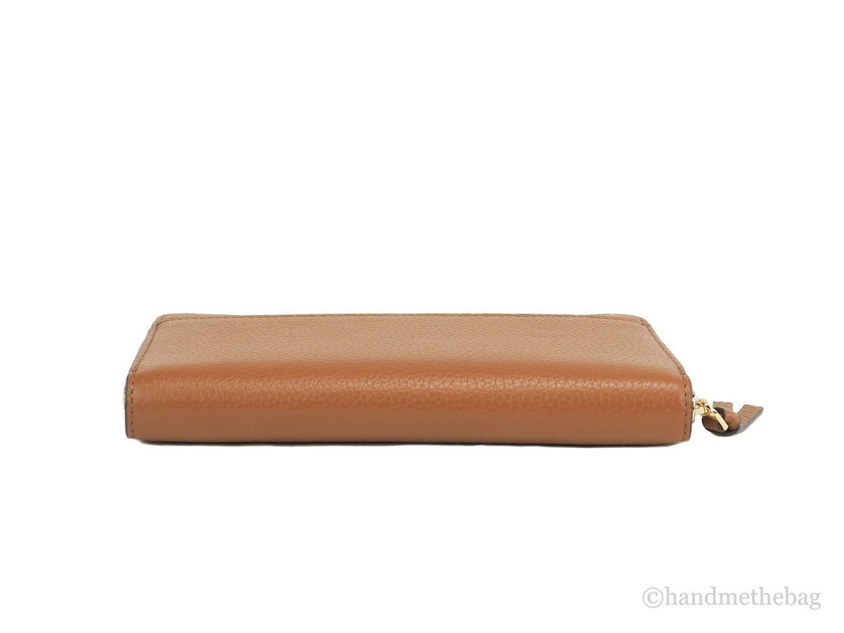 Tory Burch (86004) Thea Classic Tan Leather Zip Around Continental Clutch Wallet