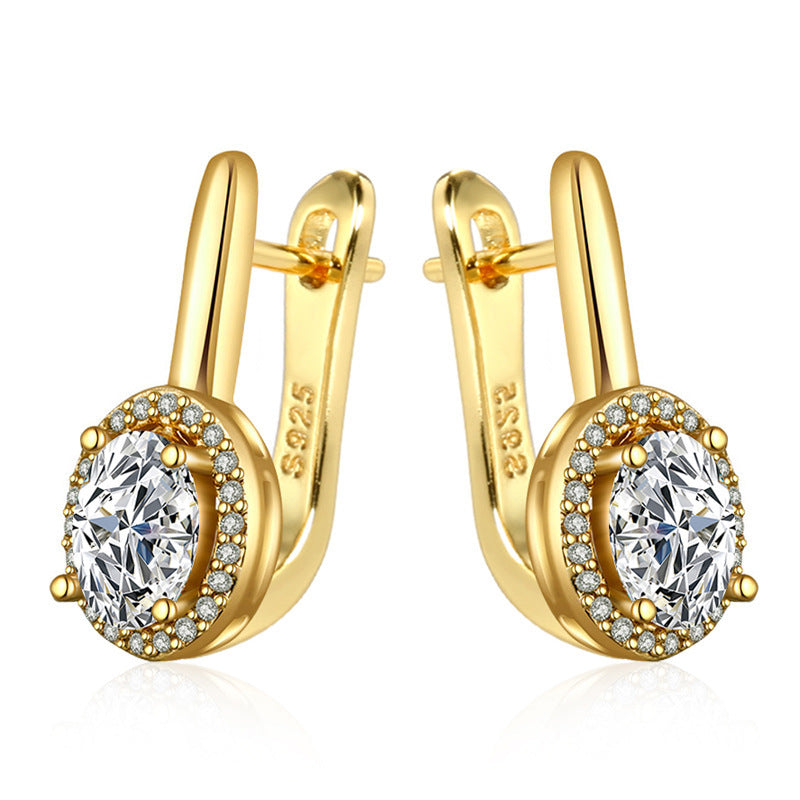 Zirconia Circle Stud Earrings - Elegant and Versatile