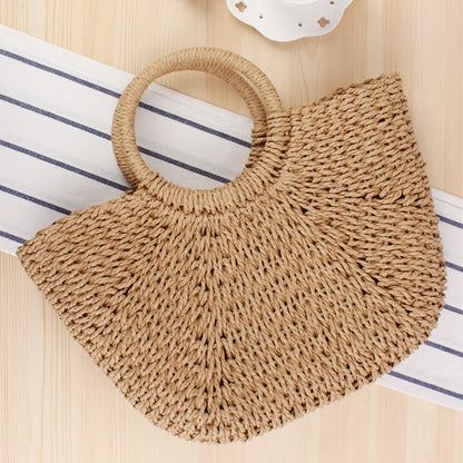 Large Handwoven Casual Straw Bag for Summer Beach
