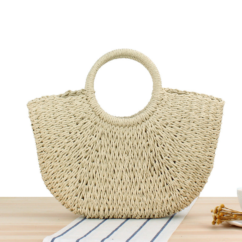 Large Handwoven Casual Straw Bag for Summer Beach