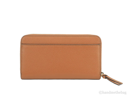 Tory Burch (86004) Thea Classic Tan Leather Zip Around Continental Clutch Wallet
