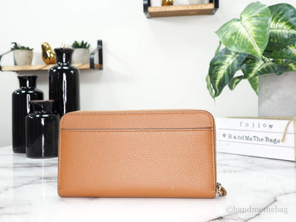 Tory Burch (86004) Thea Classic Tan Leather Zip Around Continental Clutch Wallet