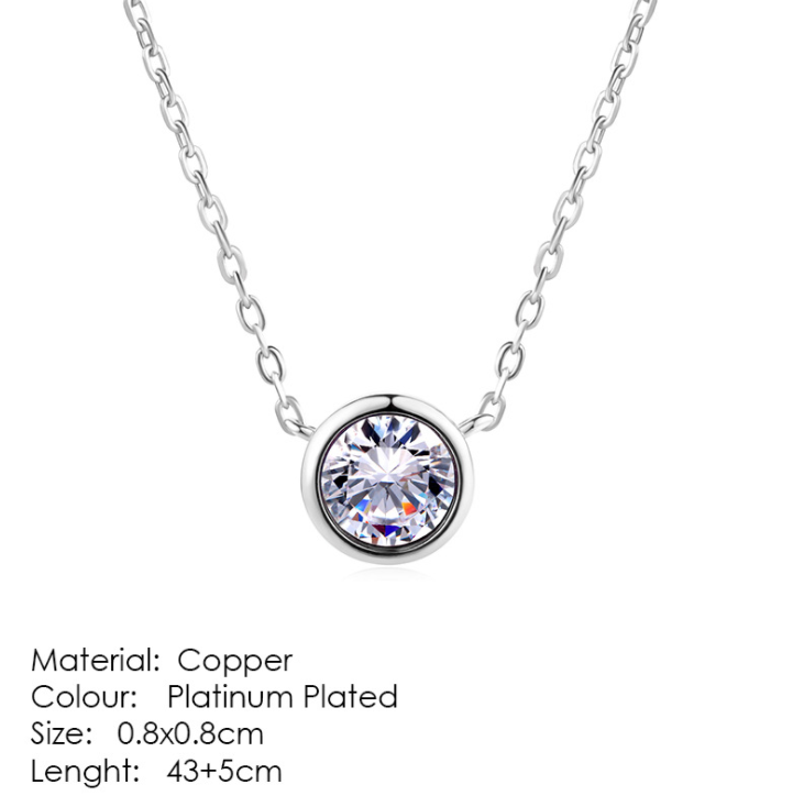 Minimalist Round Pendant Necklace with Zirconia Accent