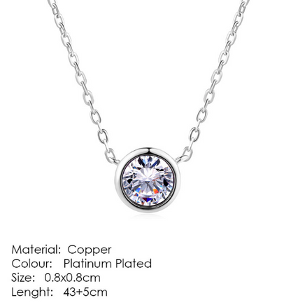 Minimalist Round Pendant Necklace with Zirconia Accent
