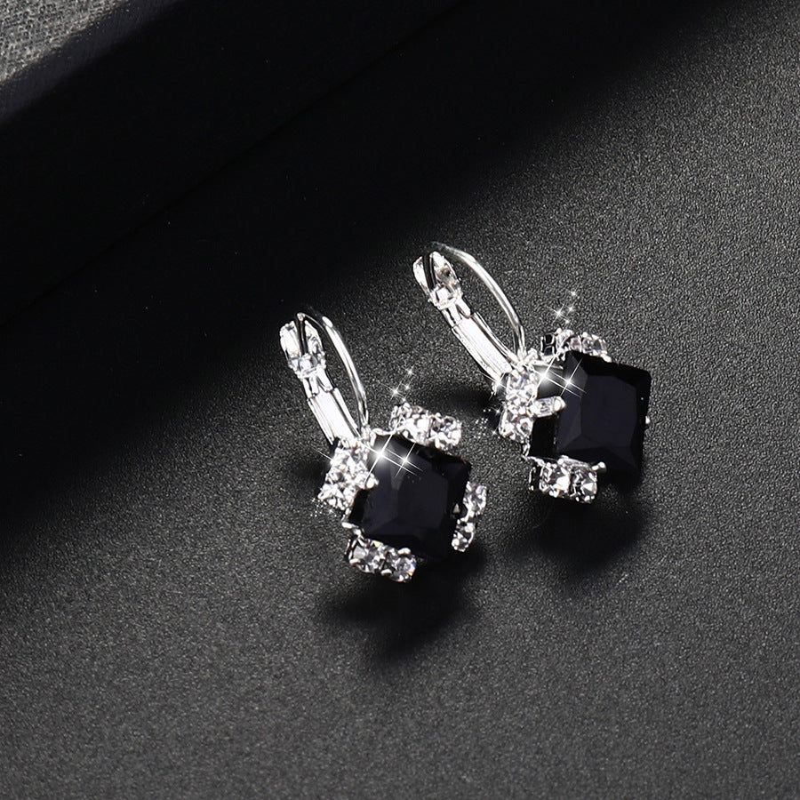 Square Zircon Crystal Stud Earrings - Wholesale Fashion