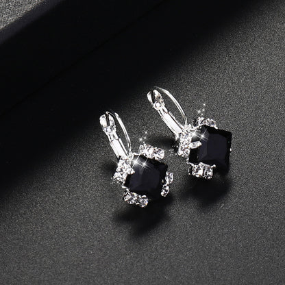 Square Zircon Crystal Stud Earrings - Wholesale Fashion