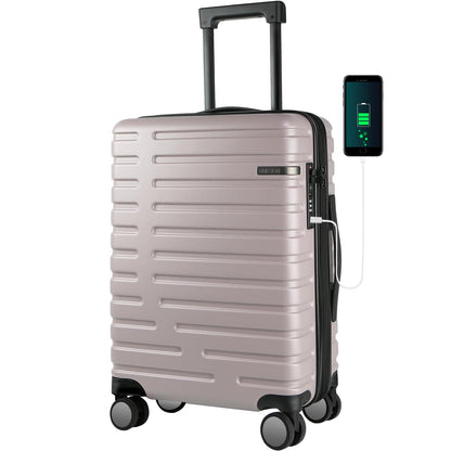 EMPSIGN Carry On Luggage with Spinner Wheels Hard Shell Carry-On Suitcase 21x14x9 Airline Approved &amp; Built-in TSA Lock Durable Travel Rolling Suitcase Carry-On 20-Inch Light Purple