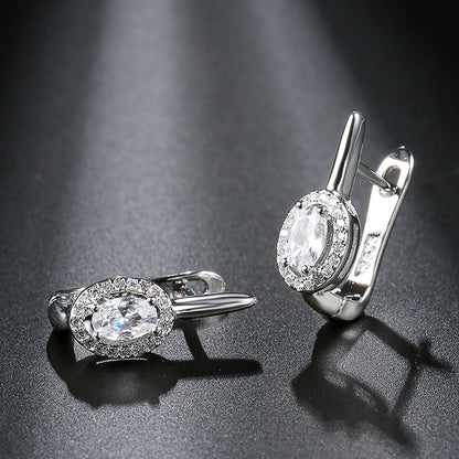Zirconia Circle Stud Earrings - Elegant and Versatile