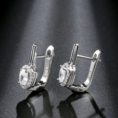 Zirconia Circle Stud Earrings - Elegant and Versatile